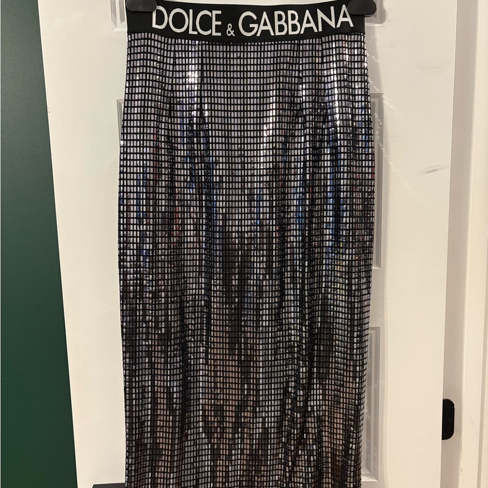 Dolce & Gabbana Metallic Black Pencil Skirt